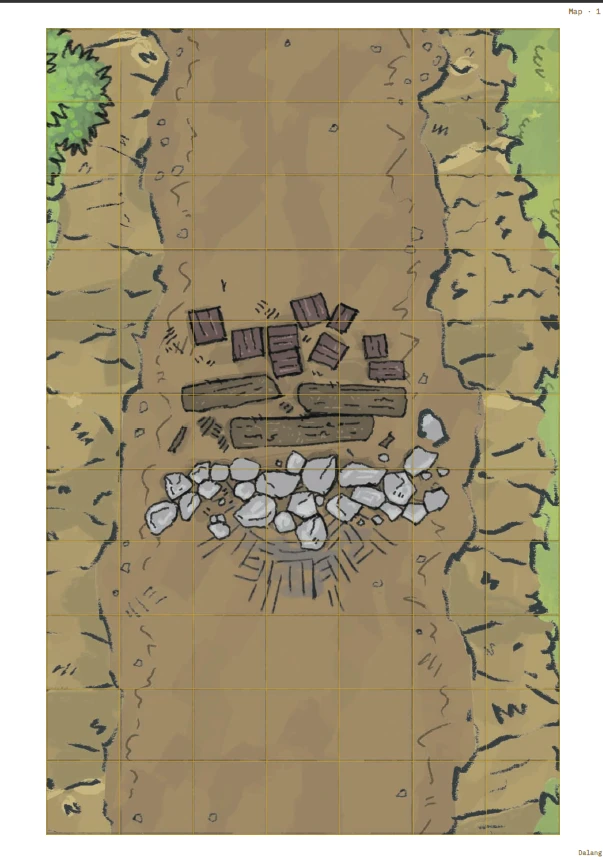 A printed map page from the exported PDF, grid lines at true 1-inch scale