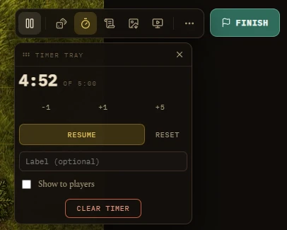 Turn timer set and running